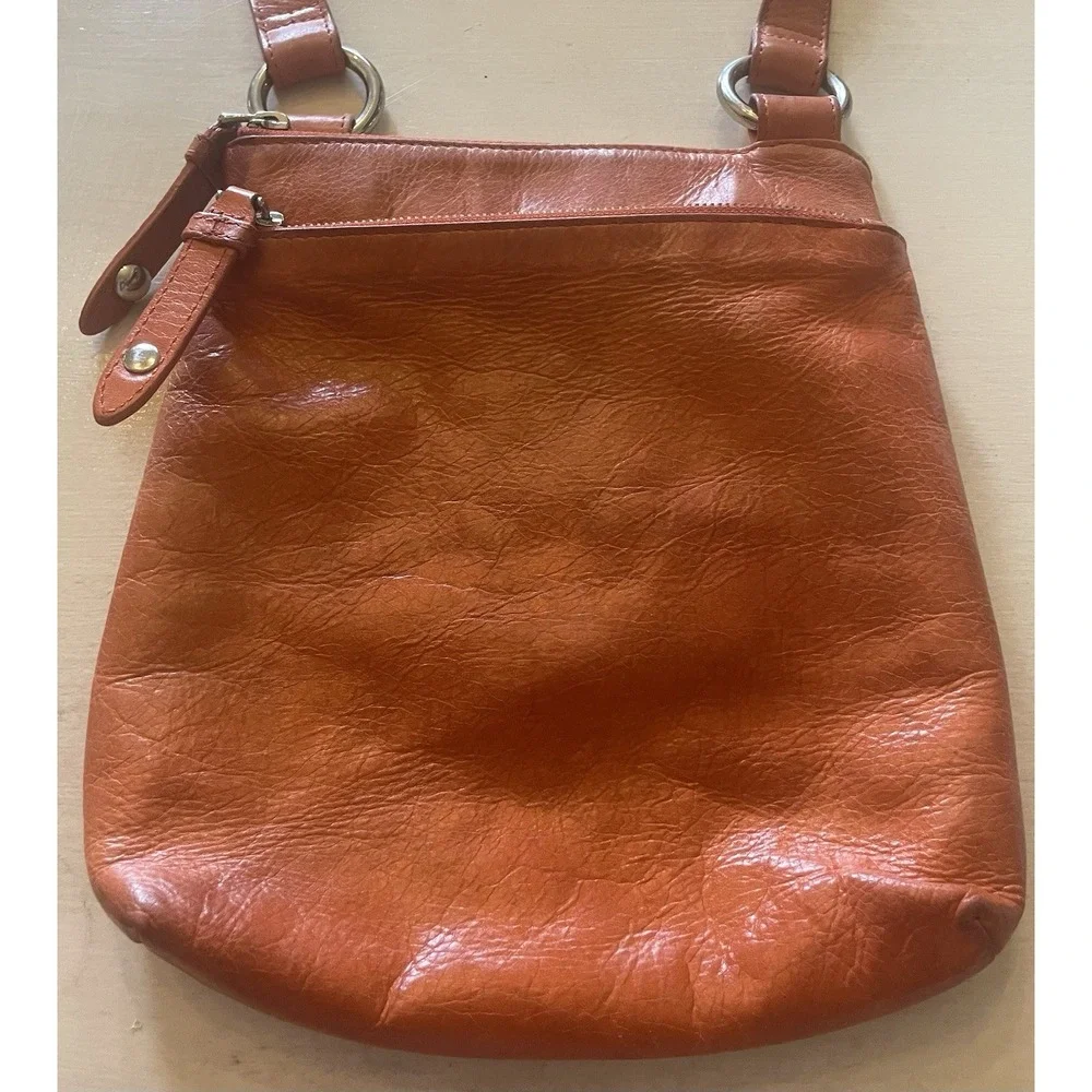Hobo Brand Orange Leather Shoulder Bag Boho‎